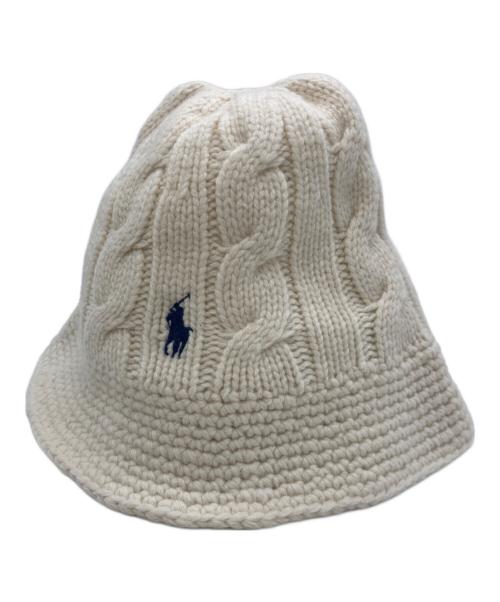POLO RALPH LAUREN（ポロ・ラルフローレン）POLO RALPH LAUREN (ポロ・ラルフローレン) ケーブルニット コットン バケット ハット アイボリーの古着・服飾アイテム