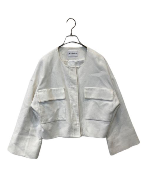 BLENHEIM（ブレンヘイム）BLENHEIM (ブレンヘイム) ジョーゼットノーカラージャケット　U130-006 ホワイト サイズ:Sの古着・服飾アイテム