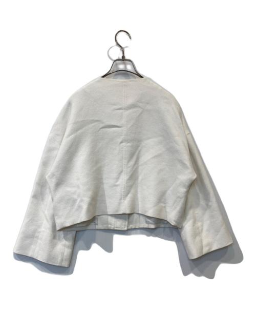 BLENHEIM（ブレンヘイム）BLENHEIM (ブレンヘイム) ジョーゼットノーカラージャケット　U130-006 ホワイト サイズ:Sの古着・服飾アイテム