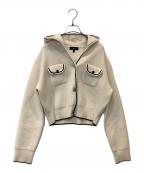 theoryセオリー）の古着「Lana Mouline Tweed Cardi　01-4403711」｜アイボリー