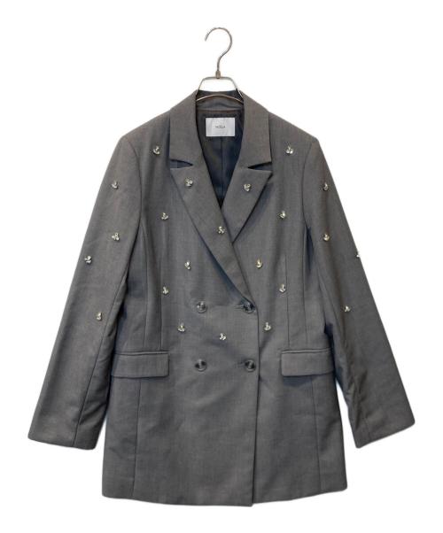 Noela（ノエラ）Noela (ノエラ) ビジューダブルジャケット 5554190 グレー サイズ:Mの古着・服飾アイテム