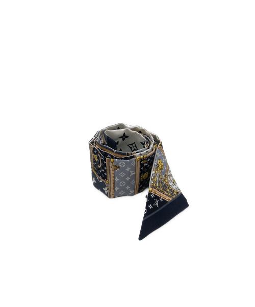 LOUIS VUITTON（ルイ ヴィトン）LOUIS VUITTON (ルイ ヴィトン) バンドーBB レッツ ゴー  /  シルクスカーフ M76442 ホワイト×ブラックの古着・服飾アイテム
