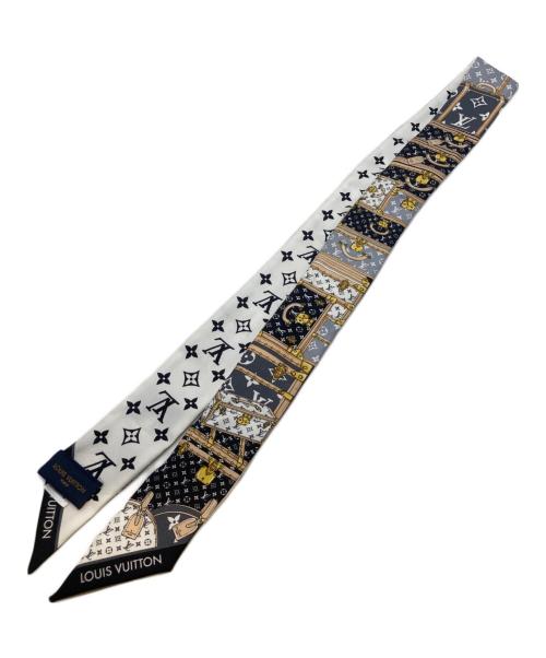 LOUIS VUITTON（ルイ ヴィトン）LOUIS VUITTON (ルイ ヴィトン) バンドーBB レッツ ゴー  /  シルクスカーフ M76442 ホワイト×ブラックの古着・服飾アイテム