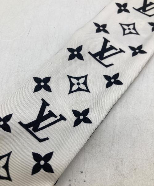 LOUIS VUITTON（ルイ ヴィトン）LOUIS VUITTON (ルイ ヴィトン) バンドーBB レッツ ゴー  /  シルクスカーフ M76442 ホワイト×ブラックの古着・服飾アイテム