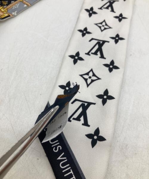 LOUIS VUITTON（ルイ ヴィトン）LOUIS VUITTON (ルイ ヴィトン) バンドーBB レッツ ゴー  /  シルクスカーフ M76442 ホワイト×ブラックの古着・服飾アイテム