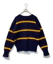 POLO RALPH LAUREN（ポロ・ラルフローレン）の古着「ウールボーダーニット」｜ネイビー