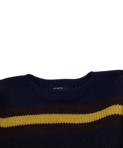 POLO RALPH LAUREN（ポロ・ラルフローレン）POLO RALPH LAUREN (ポロ・ラルフローレン) ウールボーダーニット ネイビー サイズ:Mの古着・服飾アイテム