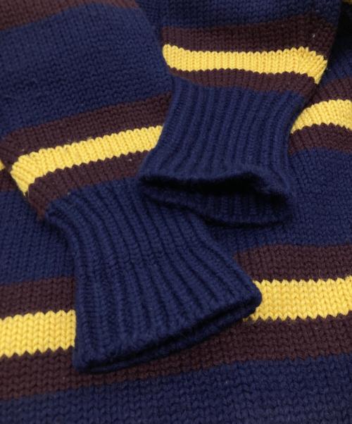 POLO RALPH LAUREN（ポロ・ラルフローレン）POLO RALPH LAUREN (ポロ・ラルフローレン) ウールボーダーニット ネイビー サイズ:Mの古着・服飾アイテム
