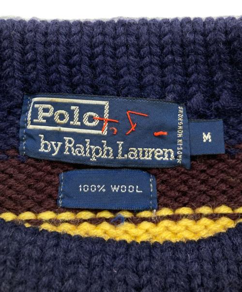 POLO RALPH LAUREN（ポロ・ラルフローレン）POLO RALPH LAUREN (ポロ・ラルフローレン) ウールボーダーニット ネイビー サイズ:Mの古着・服飾アイテム