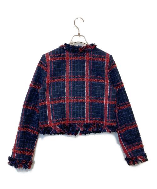 sheller（シェリエ）sheller (シェリエ) ノーカラーツイードジャケット 231010 ネイビー サイズ:FREE 未使用品の古着・服飾アイテム