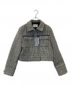 shellerシェリエ）の古着「Leather combination tweed jacket 241085」｜ブラック