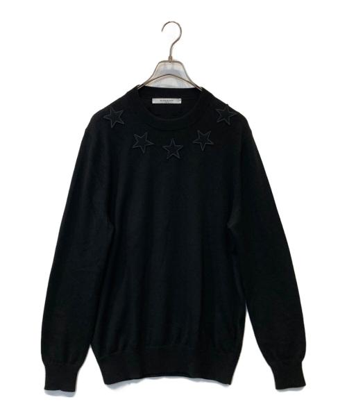 GIVENCHY（ジバンシィ）GIVENCHY (ジバンシィ) ロゴ スターワッペン付きニット BM904C4Y11 ブラック サイズ:Lの古着・服飾アイテム