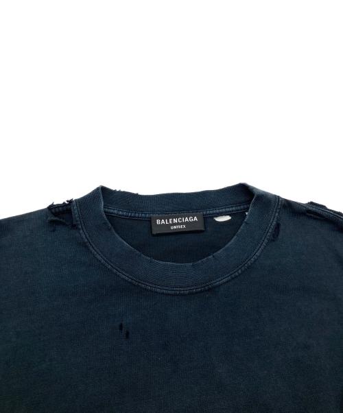 BALENCIAGA（バレンシアガ）BALENCIAGA (バレンシアガ) ヴィンテージ加工ロゴプリントTシャツ 612966 TLVJ1 ブラック サイズ:Mの古着・服飾アイテム
