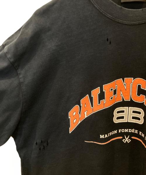 BALENCIAGA（バレンシアガ）BALENCIAGA (バレンシアガ) ヴィンテージ加工ロゴプリントTシャツ 612966 TLVJ1 ブラック サイズ:Mの古着・服飾アイテム