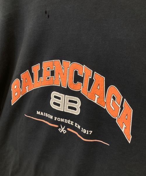 BALENCIAGA（バレンシアガ）BALENCIAGA (バレンシアガ) ヴィンテージ加工ロゴプリントTシャツ 612966 TLVJ1 ブラック サイズ:Mの古着・服飾アイテム