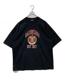 BALENCIAGA（バレンシアガ）の古着「カレッジロゴプリントTシャツ 612966 TLV89」｜ブラック