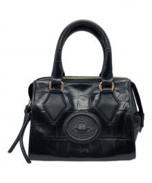 Vivienne Westwood（ヴィヴィアンウエストウッド）の古着「クロコ型押しオーブロゴハンドバッグ」｜ブラック