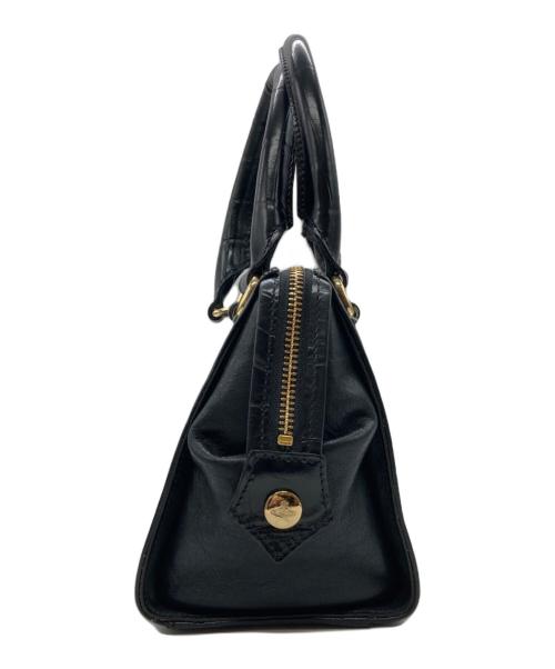 Vivienne Westwood（ヴィヴィアンウエストウッド）Vivienne Westwood (ヴィヴィアンウエストウッド) クロコ型押しオーブロゴハンドバッグ ブラックの古着・服飾アイテム
