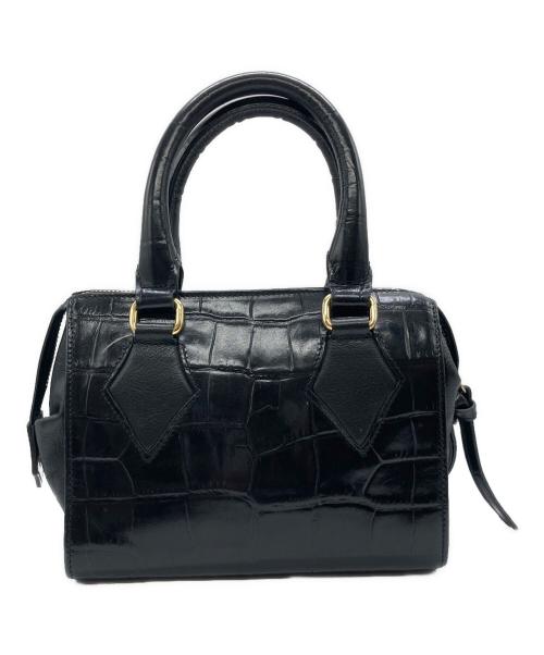 Vivienne Westwood（ヴィヴィアンウエストウッド）Vivienne Westwood (ヴィヴィアンウエストウッド) クロコ型押しオーブロゴハンドバッグ ブラックの古着・服飾アイテム