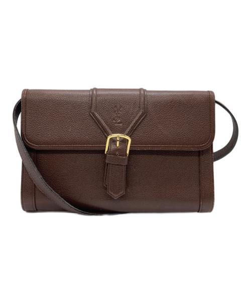Yves Saint Laurent（イヴサンローラン）Yves Saint Laurent (イヴサンローラン) レザーショルダーバッグ ブラウンの古着・服飾アイテム