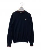 PS Paul SmithＰＳポールスミス）の古着「SPORTS STRIPE ZEBRA CREW NECK SWEATER 282400」｜ブラック