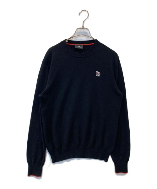 PS Paul Smith（ＰＳポールスミス）PS Paul Smith (ＰＳポールスミス) SPORTS STRIPE ZEBRA CREW NECK SWEATER 282400 ブラック サイズ:Lの古着・服飾アイテム