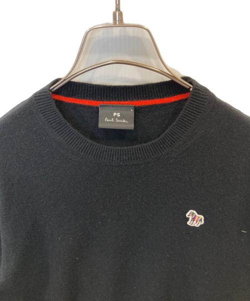PS Paul Smith（ＰＳポールスミス）PS Paul Smith (ＰＳポールスミス) SPORTS STRIPE ZEBRA CREW NECK SWEATER 282400 ブラック サイズ:Lの古着・服飾アイテム