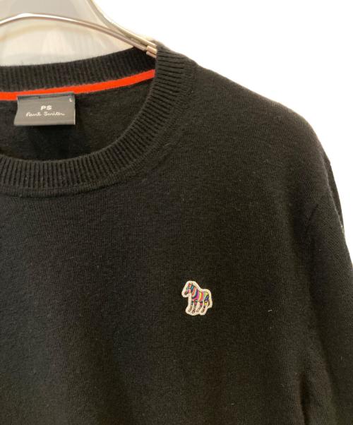 PS Paul Smith（ＰＳポールスミス）PS Paul Smith (ＰＳポールスミス) SPORTS STRIPE ZEBRA CREW NECK SWEATER 282400 ブラック サイズ:Lの古着・服飾アイテム