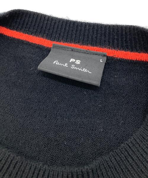 PS Paul Smith（ＰＳポールスミス）PS Paul Smith (ＰＳポールスミス) SPORTS STRIPE ZEBRA CREW NECK SWEATER 282400 ブラック サイズ:Lの古着・服飾アイテム