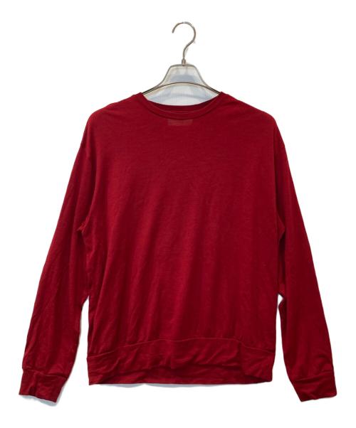 MARKA（マーカ）MARKA (マーカ) スーパー100sウォッシャブルウール天竺 / クルーネック L/S Tee M26C15CS03C レッド サイズ:3の古着・服飾アイテム