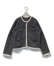 JUSGLITTY（ジャスグリッティー）の古着「ラメツイードニットジャケット 44154070」｜グレー