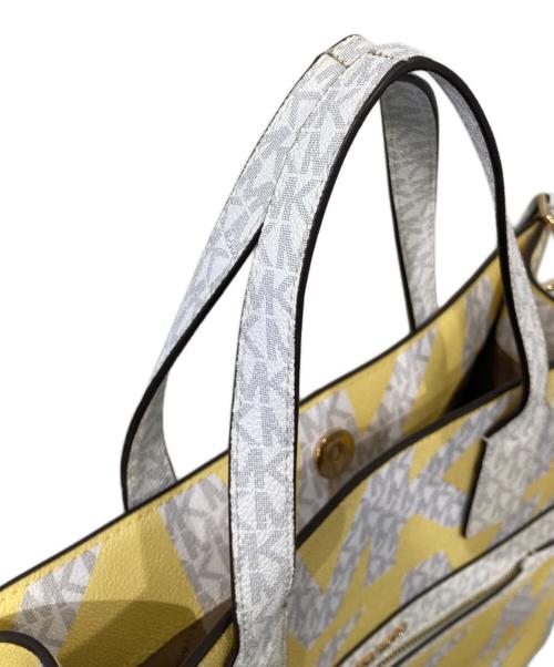 MICHAEL KORS（マイケルコース）MICHAEL KORS (マイケルコース) KENLY 2WAYトートバッグ 35F0GY9T3I ホワイト×イエローの古着・服飾アイテム