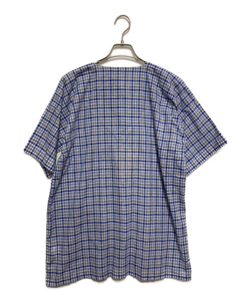 naissance（ネサーンス）NAISSANCE (ネサーンズ) PLAID CHINESE BUTTONED SHIRT スカイブルー サイズ:Mの古着・服飾アイテム