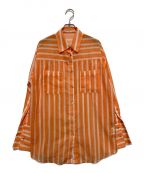MAISON SPECIALメゾンスペシャル）の古着「ストライプオーバーシアーシャツ　21221315303」｜オレンジ
