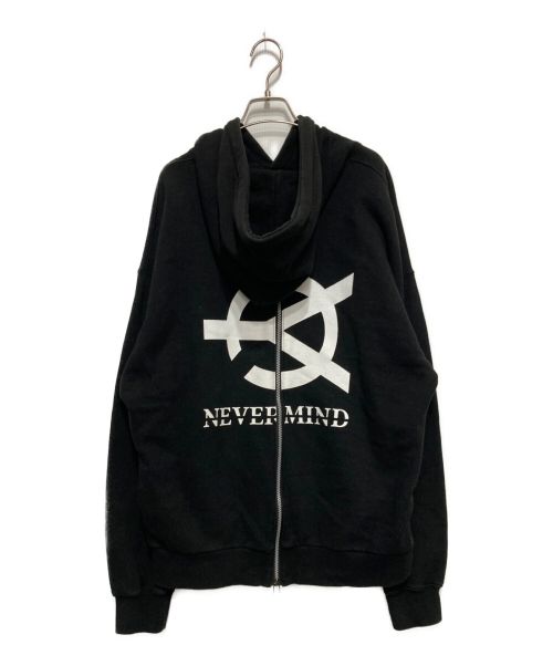 OY（オーワイ）OY (オーワイ) NEVER MIND バック ジップ ロゴ パーカー ブラック サイズ:不明の古着・服飾アイテム