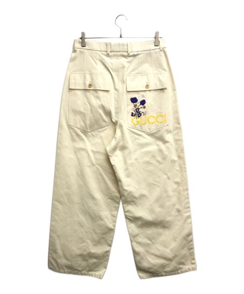 GUCCI（グッチ）GUCCI (グッチ) Lovelight cotton trouser with embroidery ホワイト サイズ:46の古着・服飾アイテム