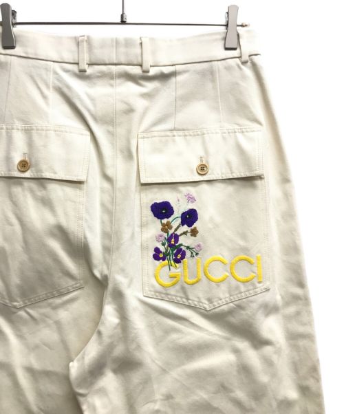 GUCCI（グッチ）GUCCI (グッチ) Lovelight cotton trouser with embroidery ホワイト サイズ:46の古着・服飾アイテム
