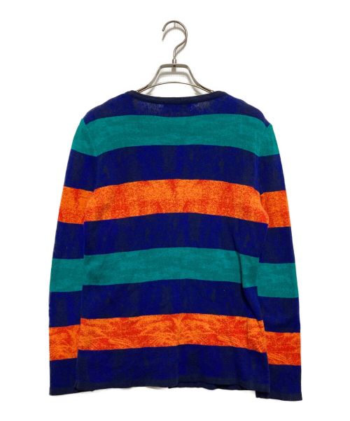 Yves Saint Laurent（イヴサンローラン）Yves Saint Laurent (イヴサンローラン) 丸首マルチカラーボーダーカーディガン　SD87-075 ブルー サイズ:Ⅿの古着・服飾アイテム