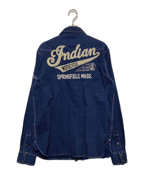 INDIAN（インディアン）INDIAN (インディアン) ドットシャツ ネイビー サイズ:Lの古着・服飾アイテム