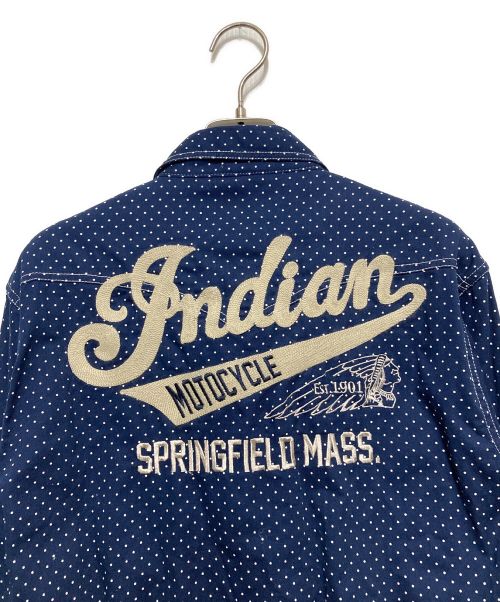 INDIAN（インディアン）INDIAN (インディアン) ドットシャツ ネイビー サイズ:Lの古着・服飾アイテム