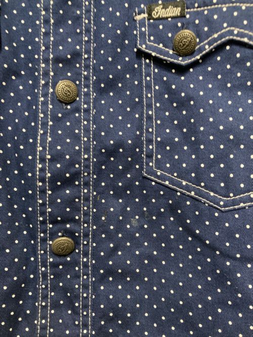 INDIAN（インディアン）INDIAN (インディアン) ドットシャツ ネイビー サイズ:Lの古着・服飾アイテム