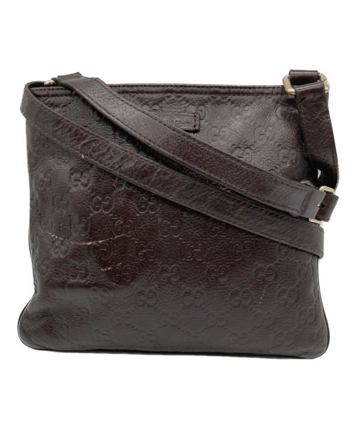 GUCCI（グッチ）GUCCI (グッチ) レザーショルダーバッグ　201538 ブラウンの古着・服飾アイテム