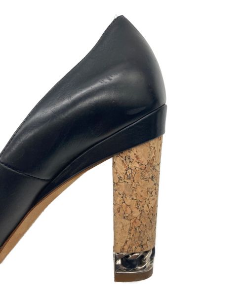 CHANEL（シャネル）CHANEL (シャネル) チェーンヒールオープントゥーパンプス ブラック サイズ:SIZE36の古着・服飾アイテム