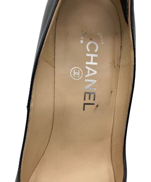 CHANEL（シャネル）CHANEL (シャネル) チェーンヒールオープントゥーパンプス ブラック サイズ:SIZE36の古着・服飾アイテム