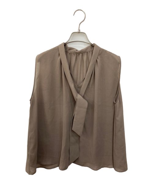 Noble（ノーブル）Noble (ノーブル) ノースリーブ 2WAYシアーボウタイブラウス ベージュ サイズ:Freeの古着・服飾アイテム