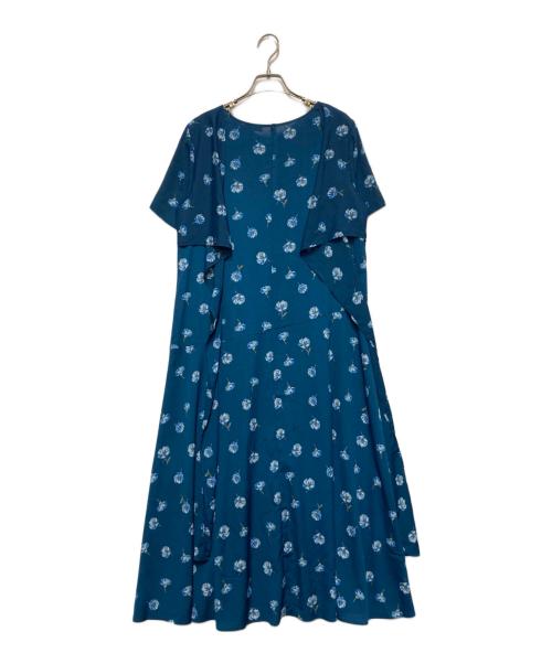 INDIVI（インディヴィ）INDIVI (インディヴィ) アシメ切り替えフラワーワンピース ブルー サイズ:不明の古着・服飾アイテム