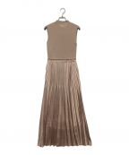 anuansアニュアンス）の古着「プリーツドッキングニットワンピース」｜ピンク