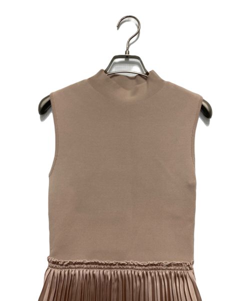 anuans（アニュアンス）anuans (アニュアンス) プリーツドッキングニットワンピース ピンク サイズ:Sの古着・服飾アイテム