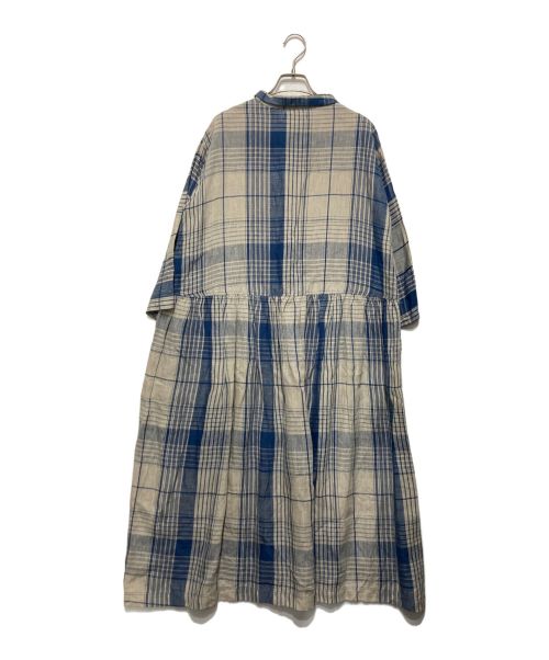 ichi（イチ）ichi (イチ) インディゴリネンチェックワンピース ベージュ×ブルー サイズ:Fの古着・服飾アイテム
