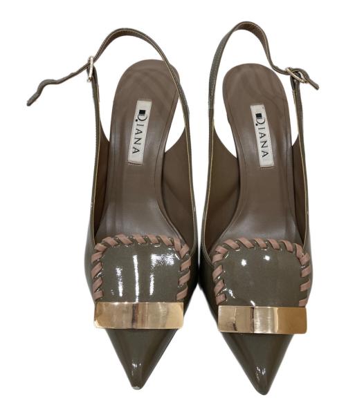 DAIANA（ダイアナ）DAIANA (ダイアナ) オープンパンプス グレー サイズ:23.5の古着・服飾アイテム